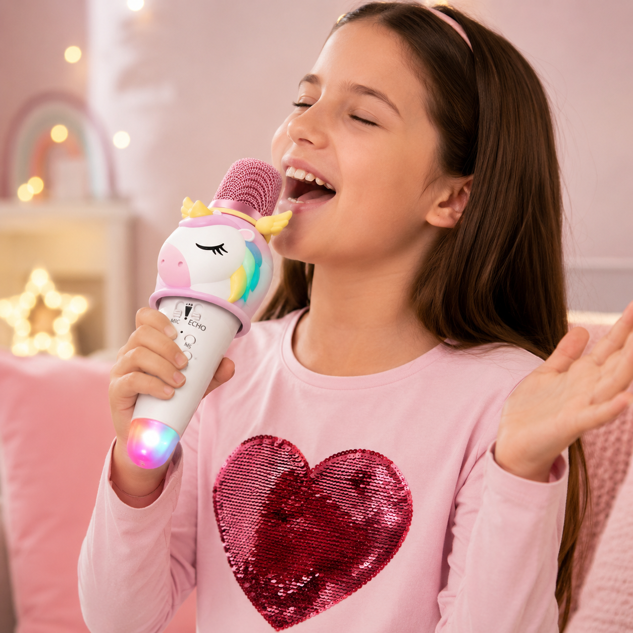 Micrófono Karaoke Infantil Inalámbrico con Parlante Integrado | GMJ 9801 - Diseño de Unicornio