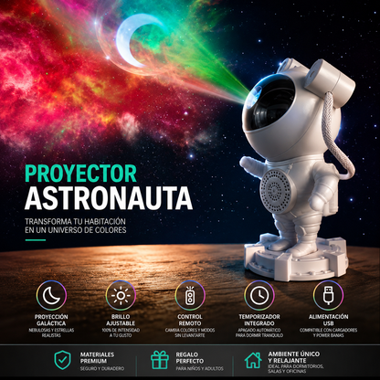 Parlante y Proyector Astronauta MXS-003 | Bluetooth con Proyección Lunar y Luces LED RGB | INOTEK Colombia