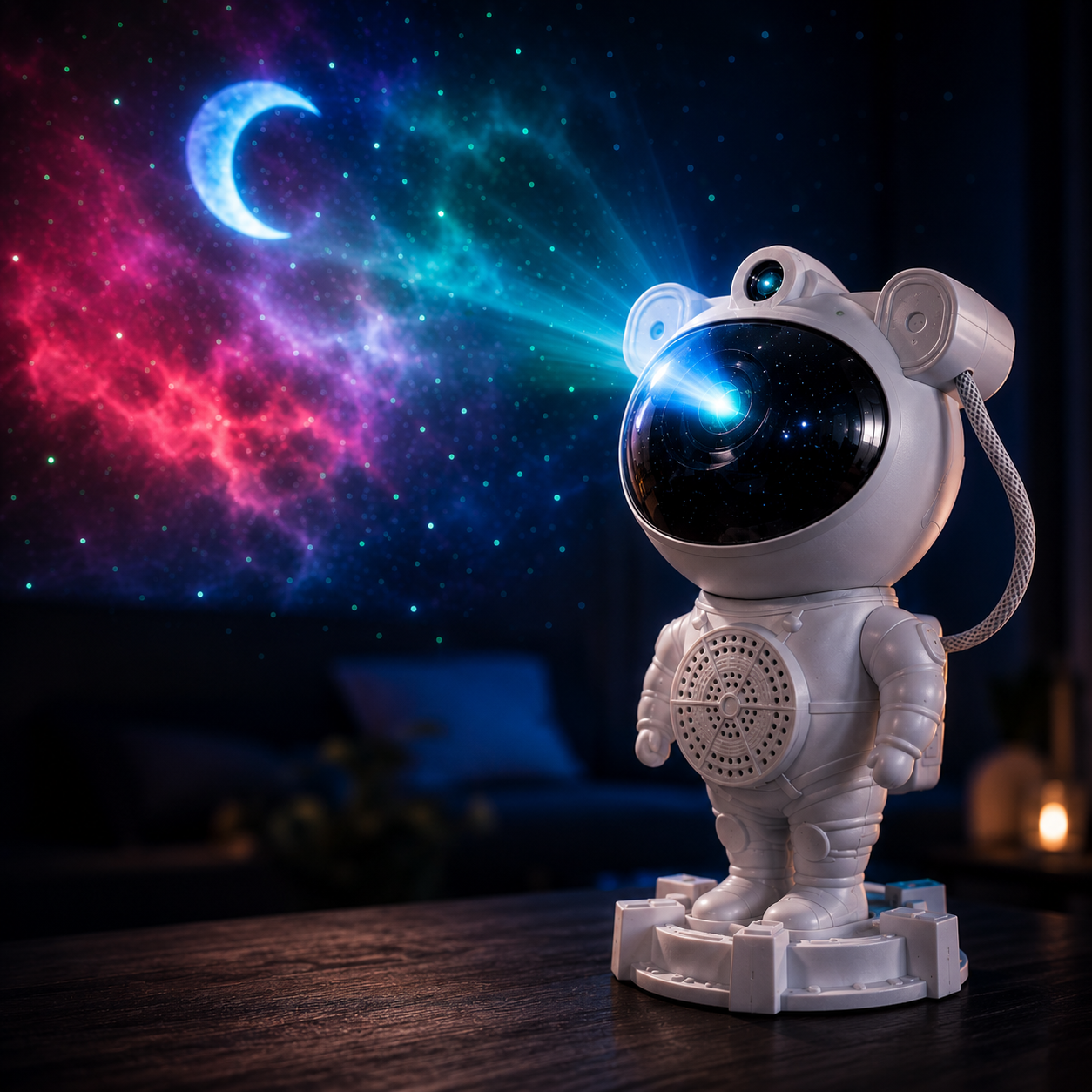 Parlante y Proyector Astronauta MXS-003 | Bluetooth con Proyección Lunar y Luces LED RGB | INOTEK Colombia
