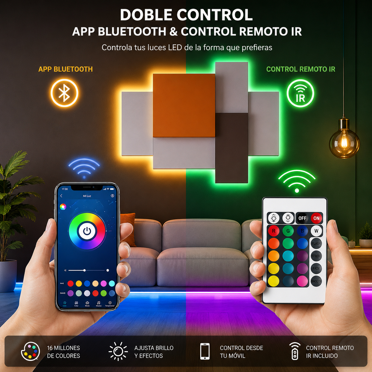 Tira LED RGB 10 Metros Bluetooth USB | Control App y Remoto + Modo Música