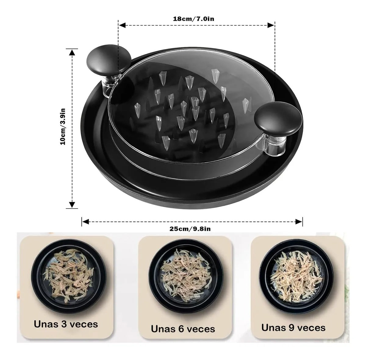 Desmechador de Pollo y Carne con Tapa Transparente | Rápido y Antideslizante