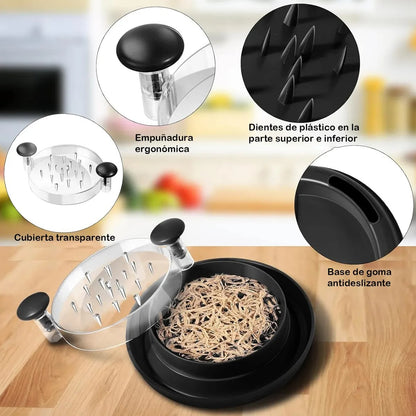 Desmechador de Pollo y Carne con Tapa Transparente | Rápido y Antideslizante