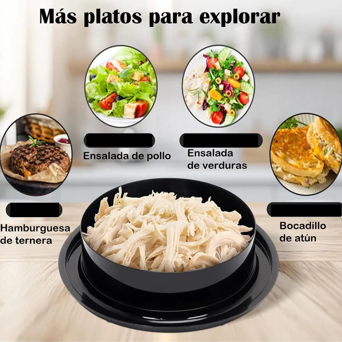 Desmechador de Pollo y Carne con Tapa Transparente | Rápido y Antideslizante