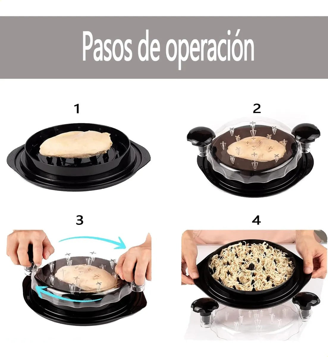 Desmechador de Pollo y Carne con Tapa Transparente | Rápido y Antideslizante