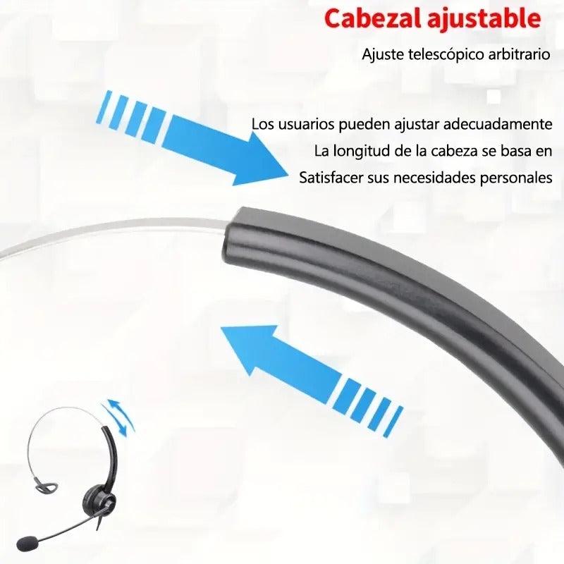Diadema Call Center AUX y USB 2 en 1 | Micrófono Omnidireccional y Confort para Uso Profesional