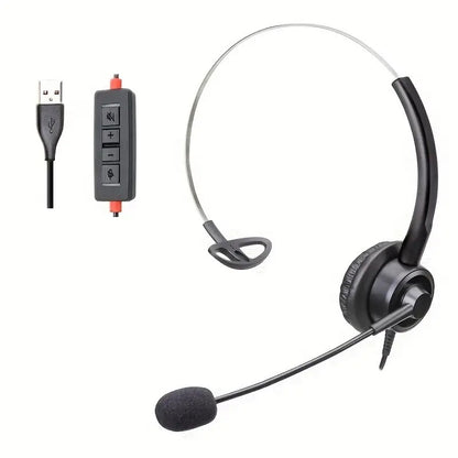 Diadema Call Center AUX y USB 2 en 1 | Micrófono Omnidireccional y Confort para Uso Profesional