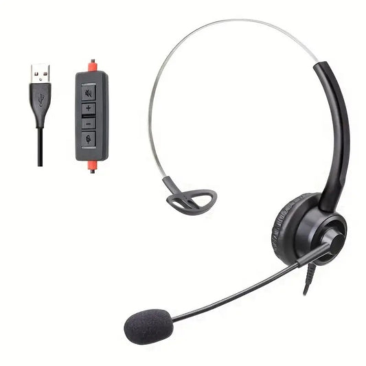 Diadema Call Center AUX y USB 2 en 1 | Micrófono Omnidireccional y Confort para Uso Profesional