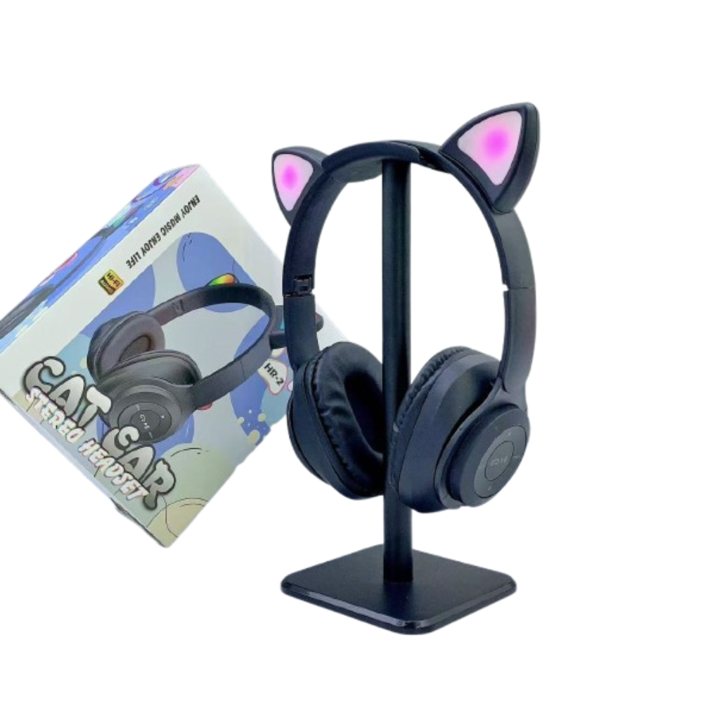 Diadema Audífonos HR-2 con Orejas de Gato | Estéreo, Cable 3.5 mm y Acolchado Suave