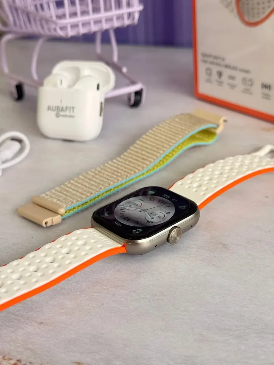 Combo Smartwatch AuraFit UB6 Pro AMOLED + Audífonos Mobulaa