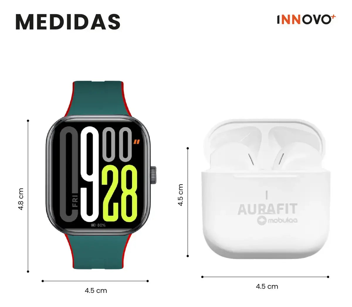 Combo Smartwatch AuraFit UB6 Pro AMOLED + Audífonos Mobulaa
