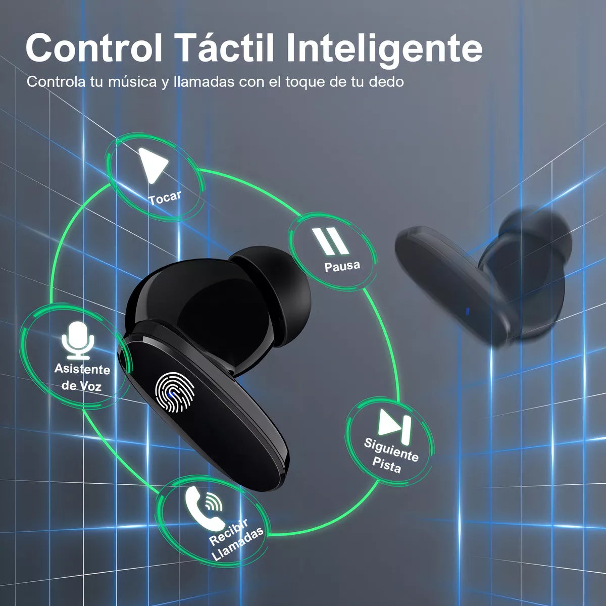 Auriculares in-ear inalámbricos 1Hora Bluetooth AUT205 negro con luz LED