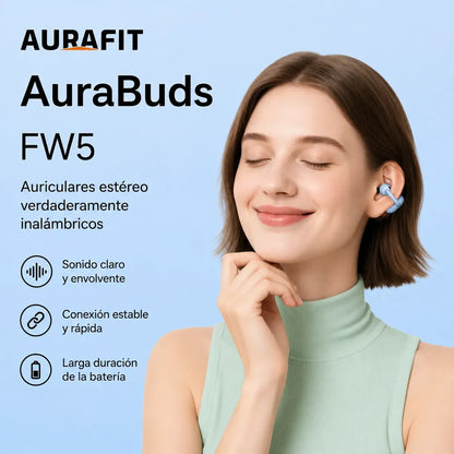 Audífonos Bluetooth Inducción Osea Aurafit FW5 Open-Ear | Llamadas HD y Sonido Hi-Fi