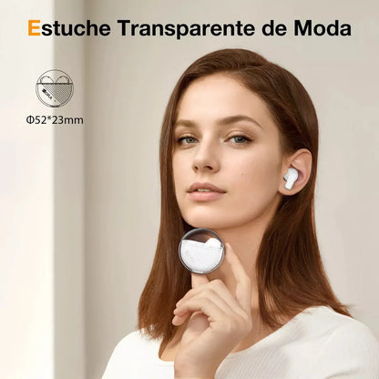 Audífonos Bluetooth 5.3 1Hora AUT209 | Sonido Potente y Diseño Transparente