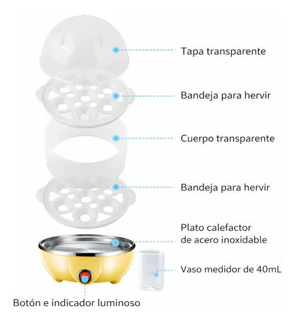 HUEVERA ELÉCTRICA DOBLE NIVEL ZY-31 | Cocina Hasta 14 Huevos en Minutos