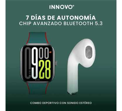 Combo Smartwatch AuraFit UB6 Pro AMOLED + Audífonos Mobulaa
