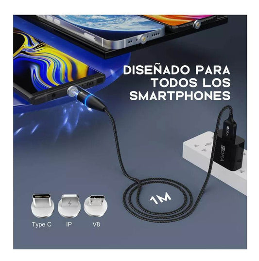 Cable 1hora Magnético Tipo C Ip V8 Intercambiables Negro - INOTEK s.a.s