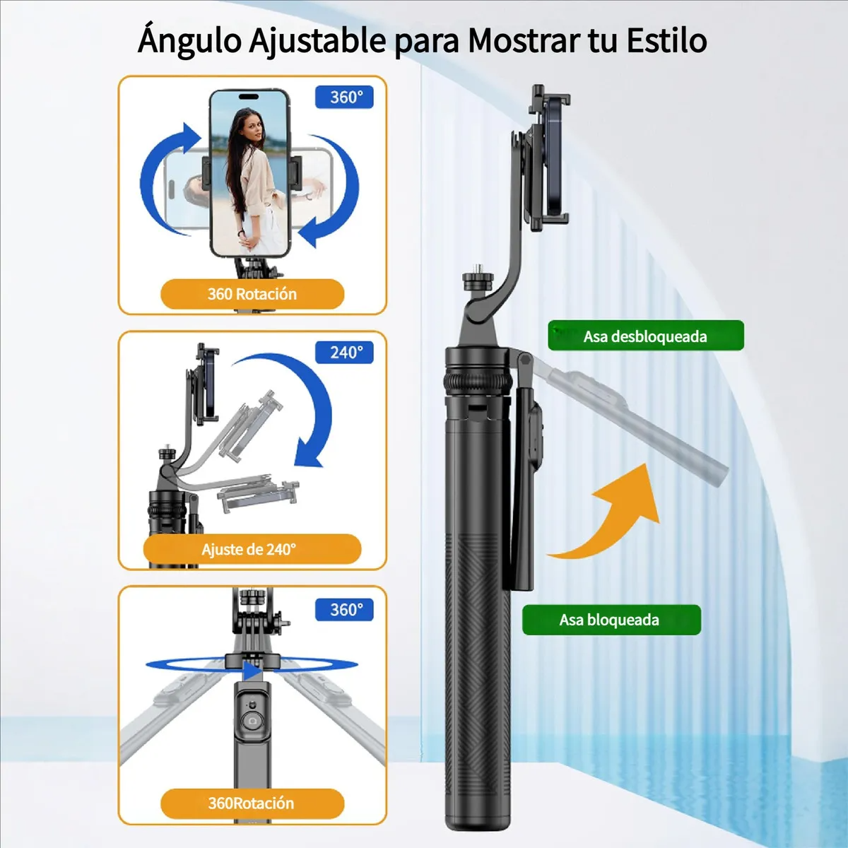 Monopod SG-620 2 en 1 – Trípode y Palo Selfie con Control Bluetooth y Luz LED
