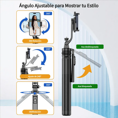Monopod SG-620 2 en 1 – Trípode y Palo Selfie con Control Bluetooth y Luz LED