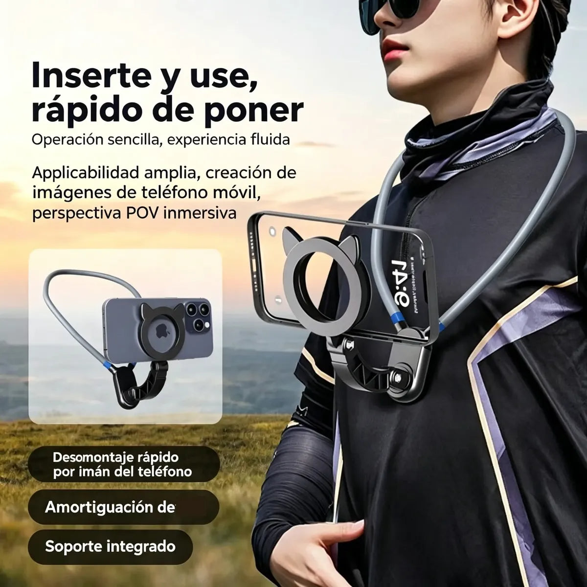 Soporte de Cuello Magnético para Celular – Manos Libres Para Creación De Contenido