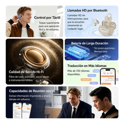 Audífonos Bluetooth Inducción Osea Aurafit FW5 Open-Ear | Llamadas HD y Sonido Hi-Fi