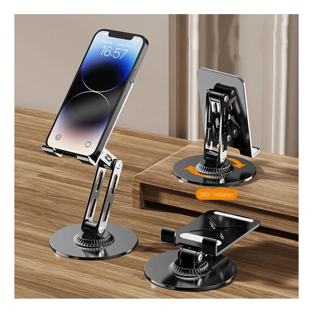 Soporte Metálico para Celular Ajustable 360° | Plegable y Antideslizante