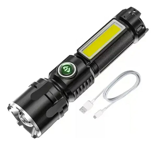 Linterna LED Multifunción Recargable USB | Zoom Telescópico y 4 Modos de Iluminación