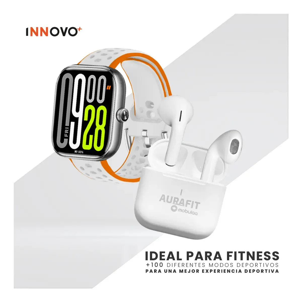 Combo Smartwatch AuraFit UB6 Pro AMOLED + Audífonos Mobulaa