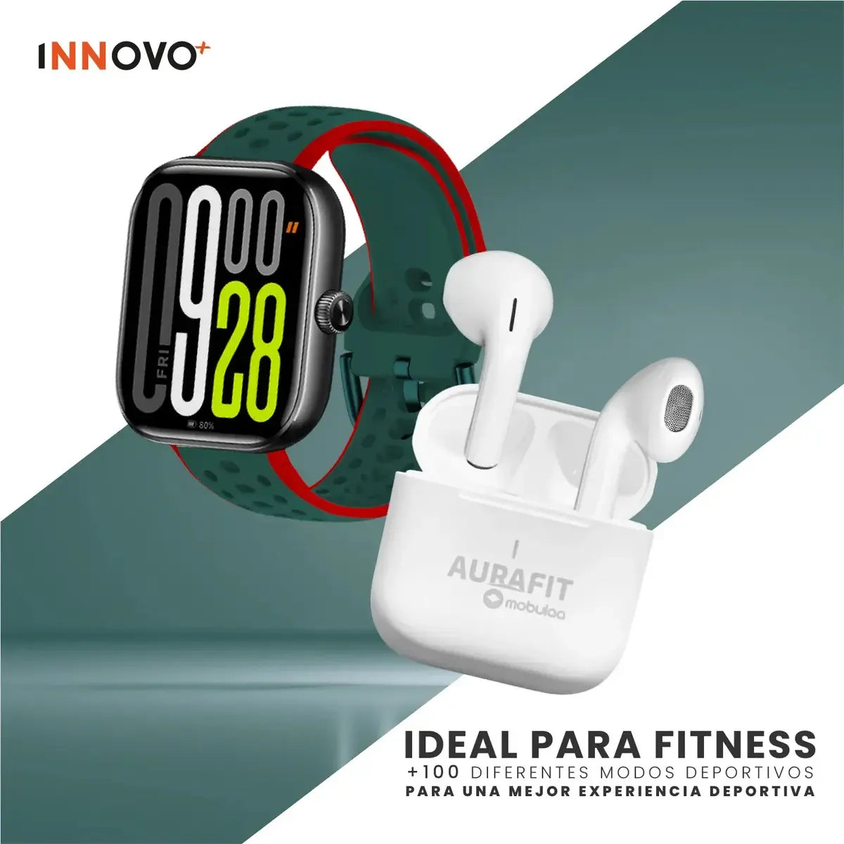 Combo Smartwatch AuraFit UB6 Pro AMOLED + Audífonos Mobulaa