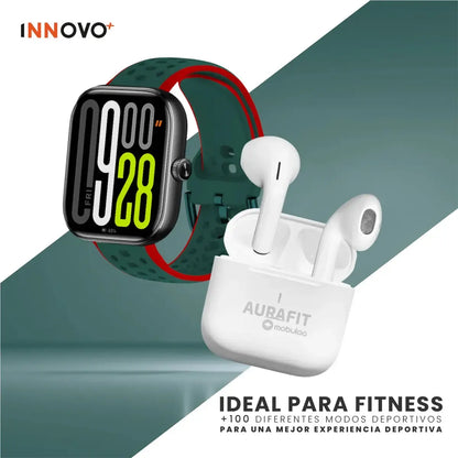 Combo Smartwatch AuraFit UB6 Pro AMOLED + Audífonos Mobulaa