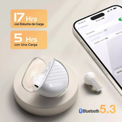 Audífonos Bluetooth 5.3 1Hora AUT209 | Sonido Potente y Diseño Transparente
