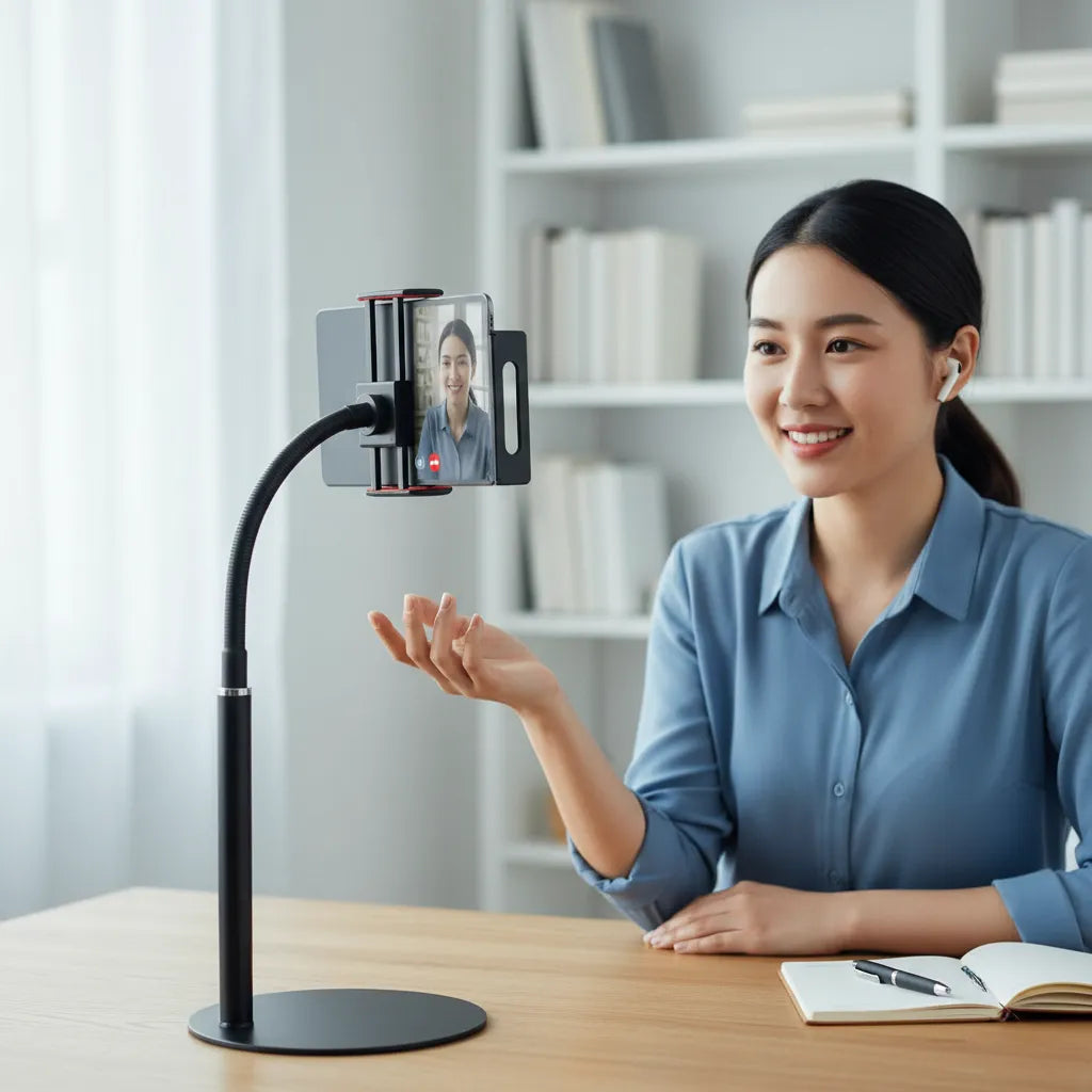 📱 Soporte de Mesa para Tablet | Metálico, Ajustable y Giratorio 360°