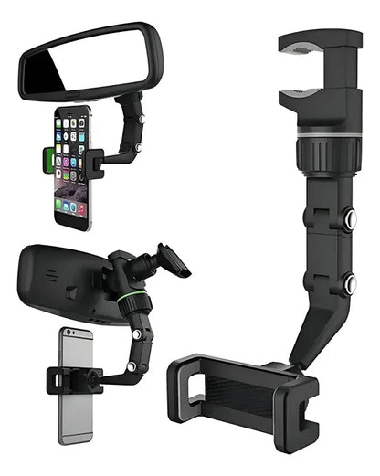 Soporte Celular Espejo Retrovisor 360° | Universal Ajustable para Carro