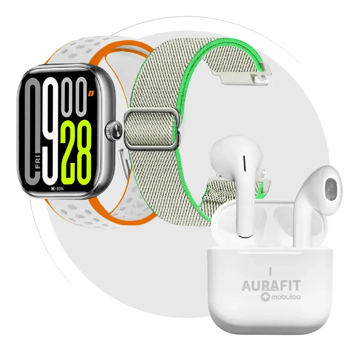 Combo Smartwatch AuraFit UB6 Pro AMOLED + Audífonos Mobulaa
