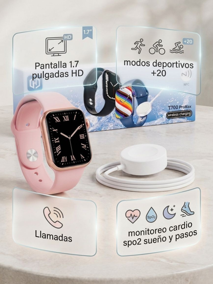 Reloj Inteligente T700 Pro Max | Pantalla HD 1.75, Llamadas Bluetooth, Deportes y Salud - Vista 3