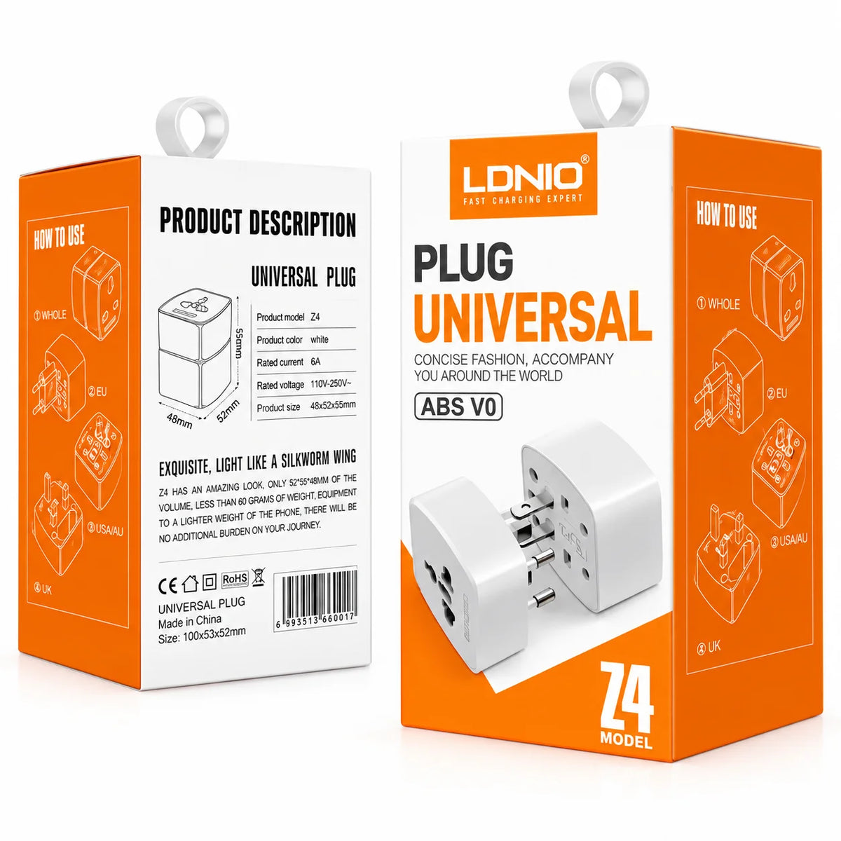 Adaptador Universal de Viaje LDNIO Z4 6A | Enchufe Internacional