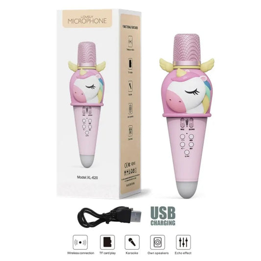 Micrófono Karaoke Infantil Inalámbrico con Parlante Integrado – Diseño de Unicornio