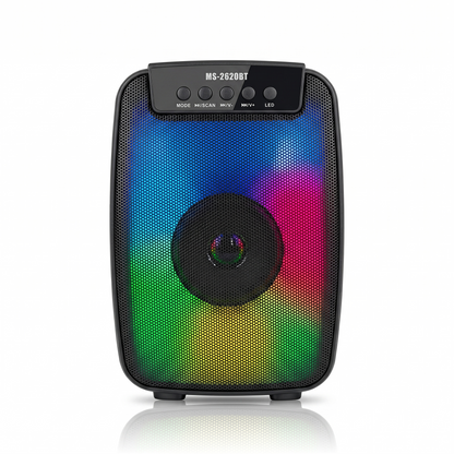 Parlante Portátil MS-2620BT con Luces RGB | Altavoz 3” – Bluetooth, USB, TF, FM y RGB Dinámico