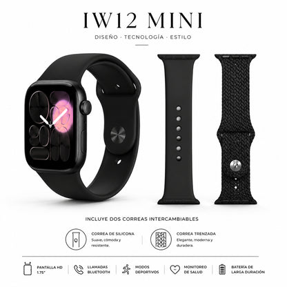 Reloj Inteligente IW12 Mini: Diseño Compacto, IA y Llamadas, DOS CORREAS