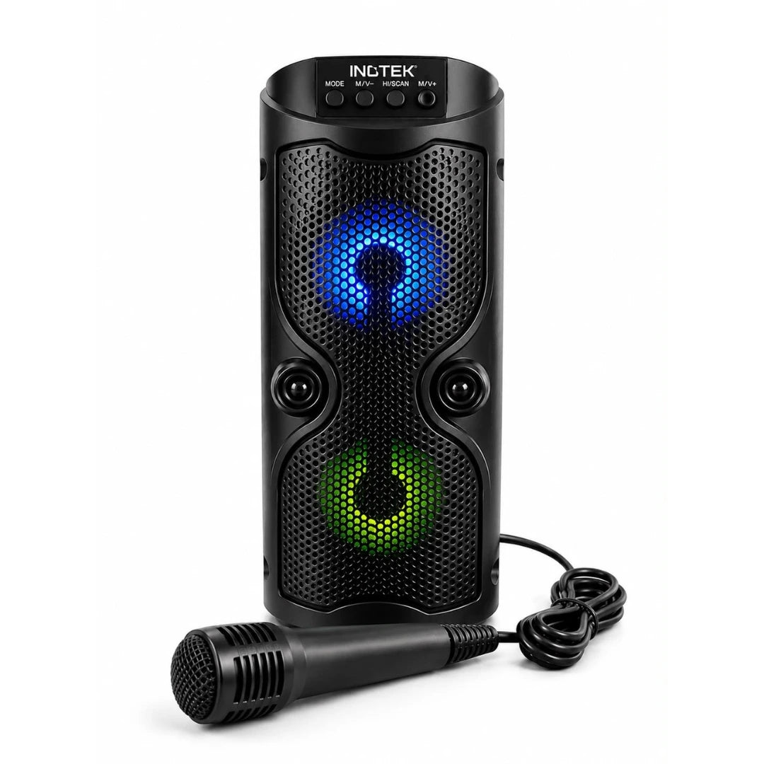 Parlante con microfono Ino Pulse 100 | Bluetooth, Luces LED y Portátil
