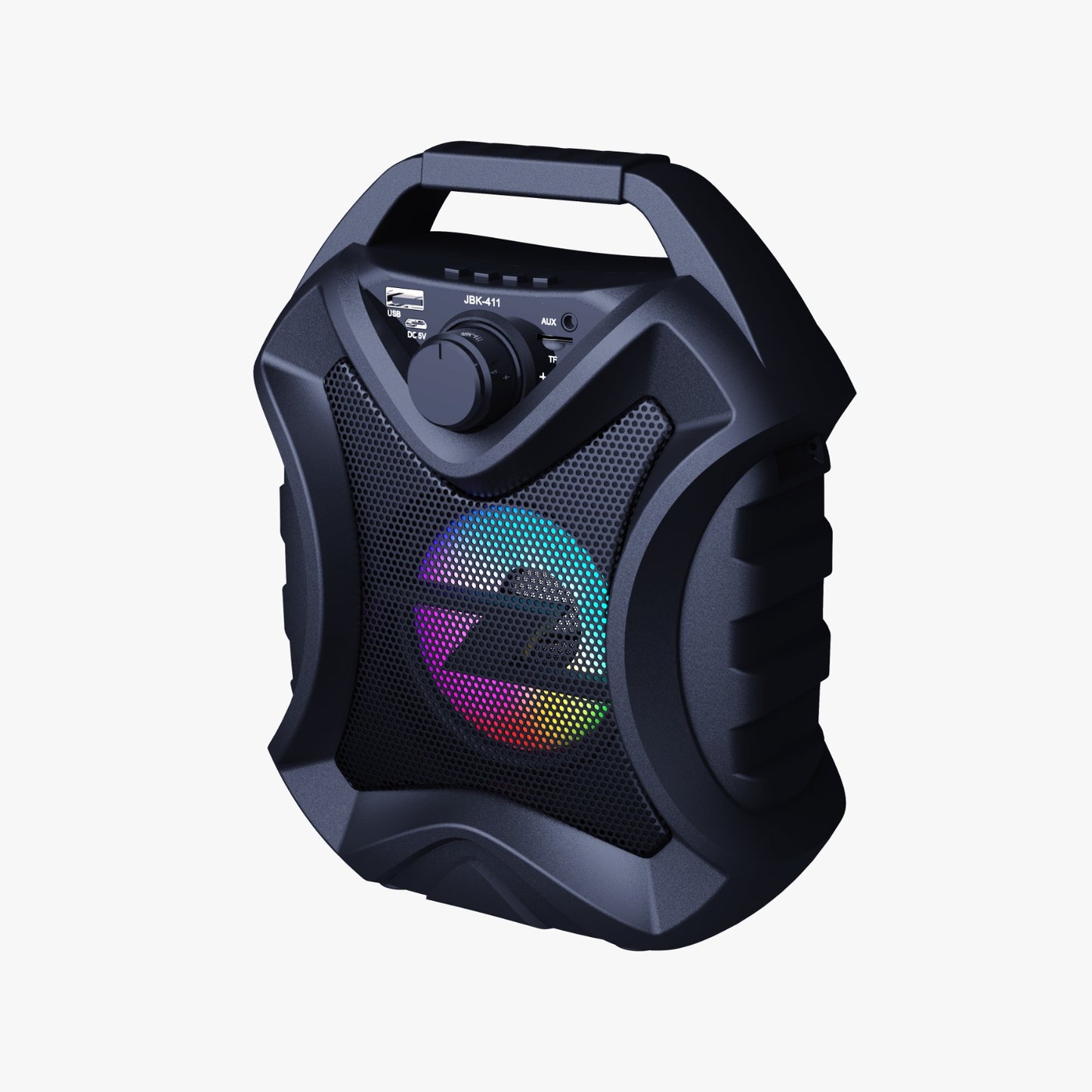 Parlante JBK-411 Bluetooth | 5W, USB/SD/FM - Batería 1200mAh (6h) + Luces LED - Portátil (22cm)