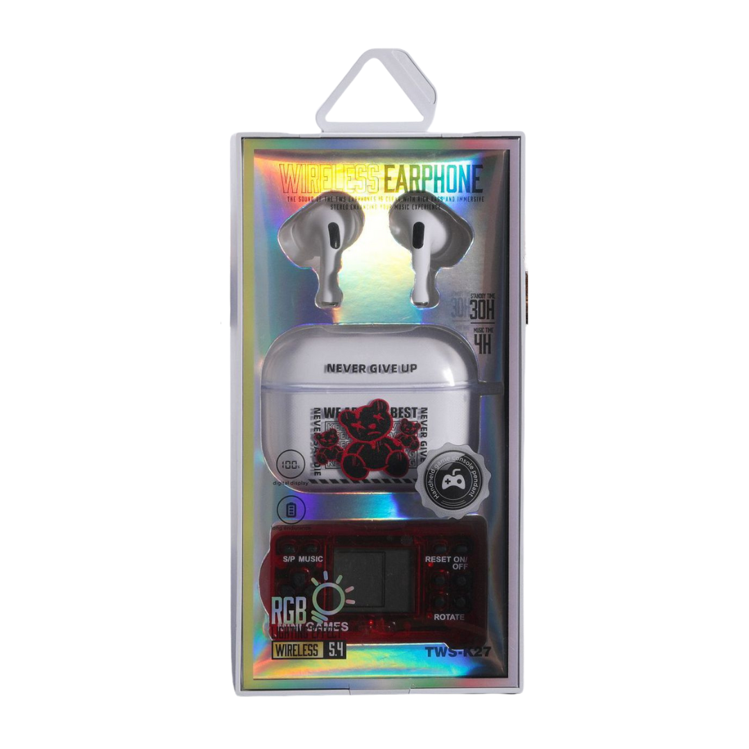 TWS-K27 Auriculares Bluetooth – Diseño Moderno, 15m de Alcance y Estuche Decorativo