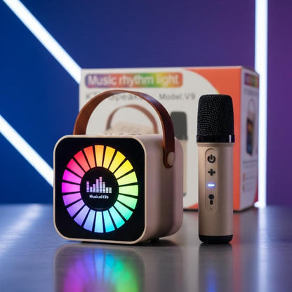Altavoz KTV V9 con Micrófono Inalámbrico – Karaoke Portátil con Luces Rítmicas
