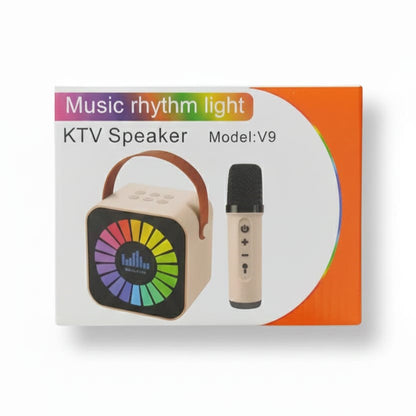 Altavoz KTV V9 con Micrófono Inalámbrico – Karaoke Portátil con Luces Rítmicas