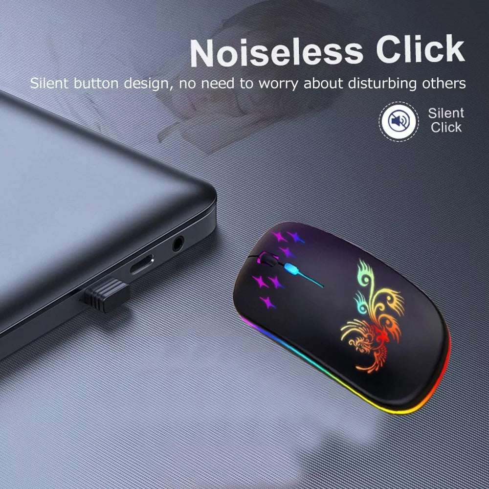 Mouse Inalámbrico W128 | Recargable, Diseño RGB y Precisión Óptima
