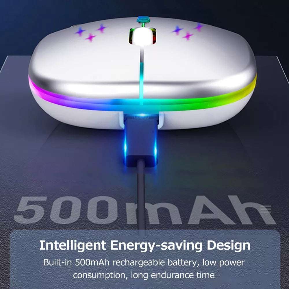 Mouse Inalámbrico W128 | Recargable, Diseño RGB y Precisión Óptima