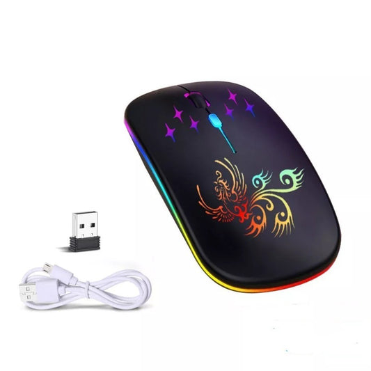 Mouse Inalámbrico W128 | Recargable, Diseño RGB y Precisión Óptima