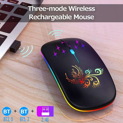 Mouse Inalámbrico W128 | Recargable, Diseño RGB y Precisión Óptima