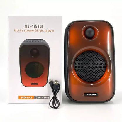 Parlante Portátil MS-1754BT | 4” Altavoz, 8W, Bluetooth 5.0, TF/USB/FM y Luces LED