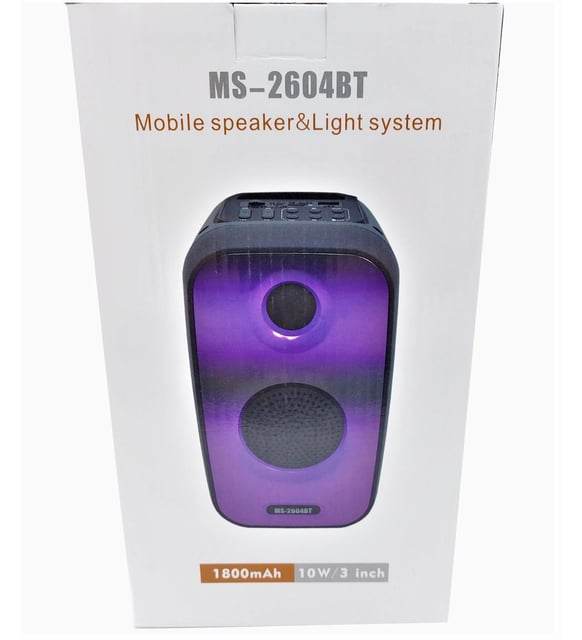 Parlante Bluetooth MS-2604BT – Portátil, 10W, TWS y Luces LED Multimodo - INOTEK s.a.s
