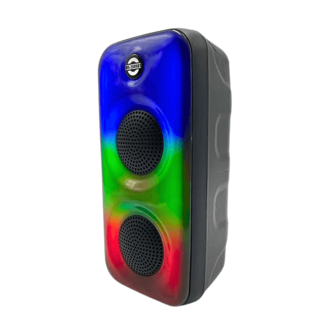 Parlante Bluetooth Portátil MS-2606BT – Doble Altavoz, Luces Multicolor y Función TWS - INOTEK s.a.s